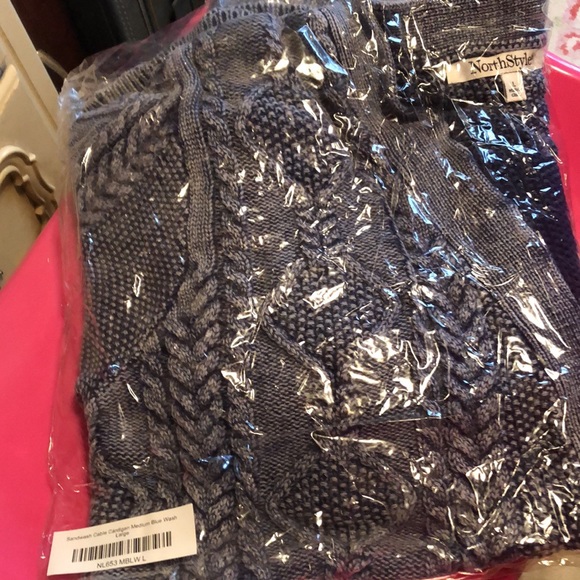 North Style Vintage-wash Cable knit Cardigan